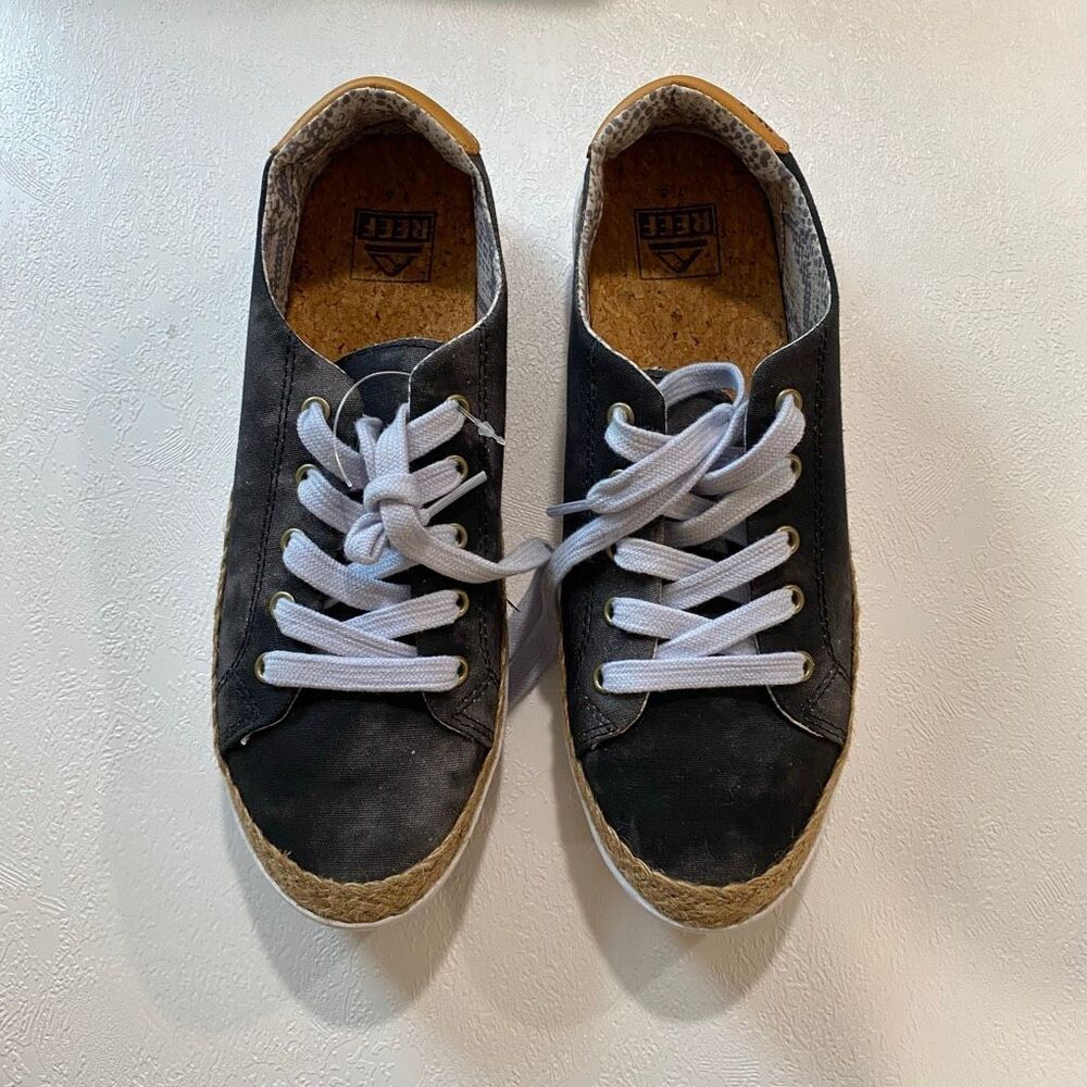NWT Reef Cushion Sunset Sneakers Women’s 7.5 Black Espadrille Shoes